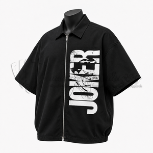 Chemise décontractée noire surdimensionnée pour homme en coton à manches courtes, col rabattu, couleur unie, tissu popeline anti-plis, idéale pour l'été - Product Image 3
