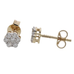 Clásicos Pendientes de Diamantes Circulares de Corte Brillante Natural, Chapados en Rodio y Oro Amarillo de 14 Quilates, Elegantes y Discretos, con Diamantes de Lujo para Mujer - Product Image 1