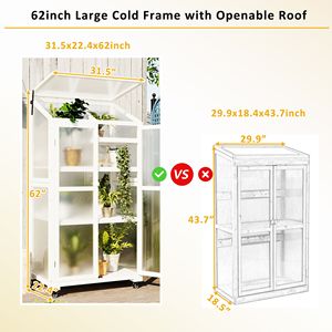 Ripiani bianchi regolabili con telaio a freddo portatile da 62 pollici grande serra per uso interno esterno per balcone interno struttura in legno - Product Image 6