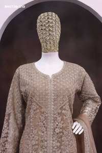 Ensemble haut-sharara et dupatta en soie filet de qualité supérieure, dernière collection, avec broderie Zari et sequins, fournisseur indien - Product Image 5