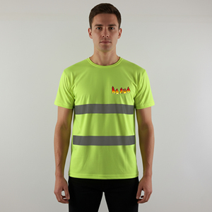 T-shirt de sécurité haute visibilité ANSI Classe 2 pour homme, manches courtes, grande taille, en polyester, anti-humidité, avec bande réfléchissante, LED clignotante, imperméable - Product Image 4