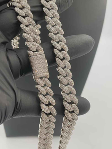 Collier chaîne cubaine en moissanite, style Miami Curb, serti de pierres, bijoux de luxe Hip Hop, cadeau pour hommes et femmes - Product Image 5