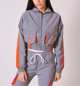 New Fashion Crop Zipper Windbreaker <b>Jacket</b> <b>Women</b> Casual Stitching Color Windbreaker Tracksuit Fall Winter Tracksuits for <b>Women</b> - Product Image 3