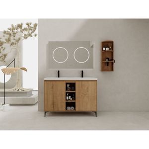 Mobile bagno freestanding da 48 pollici con doppio lavabo, ante soft close, 00612IMO 07148IMOX, con ripiano portaoggetti (KD) - Product Image 2
