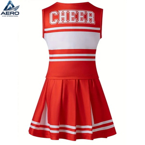 Uniforme de porristas al por mayor de fábrica para mujer, conjunto de dos piezas para baile, chaleco corto y falda, ropa de equipo con estampado por sublimación - Product Image 2