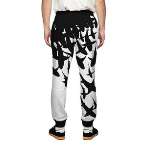 Men's Printed Joggers Elastic Waist Drawstring Sweatpants Sublimation Design Black White Pattern Casual Autumn Wear - Product Image 2