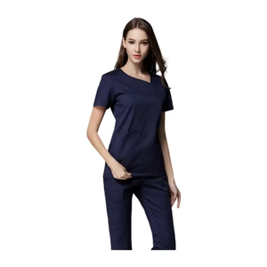 Premium <b>Light</b> Blue Medical Scrub Set Customize Hospital Nurse Uniform V-<b>Neck</b> Top Cargo Pants Doctor Nursing Workwear Scrub Suits - Product Image 2