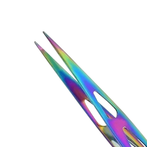 Professional High Quality Custom Stainless Steel Eyebrow Tweezers <b>Rainbow</b> Color Professional Beauty Tweezers for Facial Hairs - Product Image 3