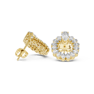 Pendientes de aro con diamantes cultivados en laboratorio con corte ovalado y en forma de gota de agua, diseño moderno, en oro amarillo de 14k, estilo hip hop, certificados por GRA. - Product Image 2