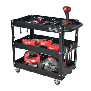 Heavy Duty Matte Black Powder Coated Steel Utility <b>Cart</b> Family keywords: for Garage Workshop Storage Use - Product Image 5