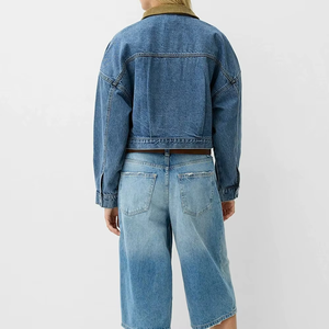 เสื้อแจ็คเก็ตยีนส์ครอปสำหรับผู้หญิง คุณภาพพรีเมียม ระบายอากาศได้ดี กันลม ดีไซน์เก๋ ล้างแบบพิเศษ - Product Image 3