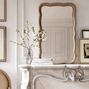 Fleurs irrégulières cadres en bois miroir mural maquillage salon chambre <span class=keywords><strong>salle</strong></span> <span class=keywords><strong>de</strong></span> <span class=keywords><strong>bain</strong></span> 2 couleurs rétro fait vieux meubles - Product Image 1