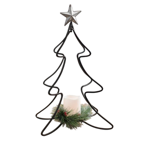 Iron Christmas <b>Tree</b> Candle <b>Stand</b> With Star Top Heat Resistant Home Decoration Minimalist Wedding Decor Holiday Tablescape Accent - Product Image 1