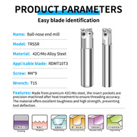 TRS5R Anti-vibration Dowel Pin Indexable Nose End Mill Holder 20/25/32mm Shank Presisi Tinggi 0.003mm RDMT10T3 Baja Paduan