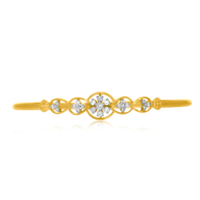 Bracelet jonc en or jaune avec diamants ronds brillants cultivés en laboratoire, design classique pour femme, à porter au quotidien