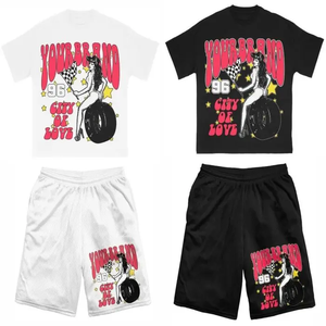 2026 screen printed Summer Tracksuits 2-Piece Short <b>Set</b> Women's Short Sleeve T-Shirt & Men's Summer Shorts Unisex Streetwear - Product Image 1
