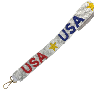 กระเป๋าสตางค์ลูกปัดสีแดงสีเหลืองและสีฟ้าจากอเมริกาอุปกรณ์เสริมกระเป๋าถือรักชาติสำหรับวันแข่งขันกิจกรรมและการใช้งานในชีวิตประจำวันเหมาะสำหรับเด็กผู้หญิง - Product Image 1