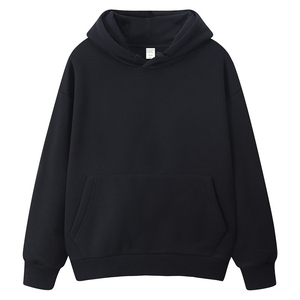 Sweat-shirt à capuche unisexe bleu clair, coupe ample, en coton French Terry, décontracté, avec poche avant, pour l'automne - Product Image 4