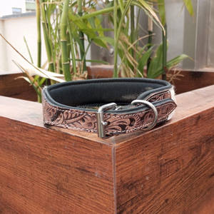 100% Natural Hair on Metallic Cowhide Branded Dog Collar Hand Tooled Western Padded Collar Engraved Genuine Leather Pet Collar - Product Image 2