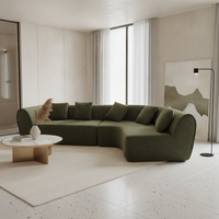 Canapé d'angle vert en mousse haute résilience avec ottoman, livré en boîte, siège moelleux, vente directe usine en gros