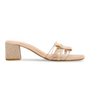 Sandales à talons dorées FN7721 Pantoufle élégante avec un design complexe - Product Image 3