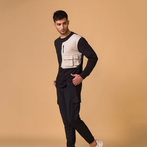 Fabricante de Fábrica, Conjunto Deportivo Masculino de Moda con Diseño de Parches, Conjuntos Deportivos para Hombre, Conjuntos Deportivos para Correr de Marca Personalizada, Servicio OEM - Product Image 1