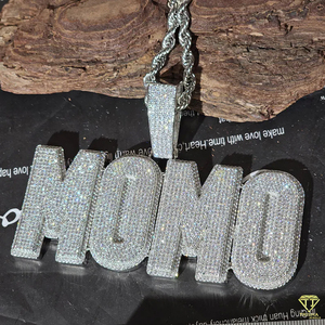 " MOMO " <b>Name</b> Pendant With Rope <b>Chain</b> Moissanite Diamond Hip Hop Necklace Custom Bling Jewelry - Product Image 1