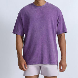 Camiseta de Verano 2026 para Hombre, Lavado Ácido, Ajuste Holgado, Estilo Casual Transfronterizo, Manga Corta, Color Sólido con Patrón 3D, 250g - Product Image 6