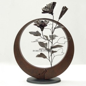 Escultura Circular Metálica Hecha a Mano con Diseño de Flor de Ciruelo Dorada, Decoración Zen Asiática para Mesa de Salón, Gran Venta - Product Image 4