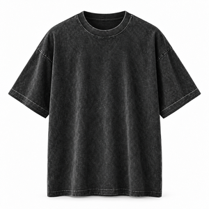 เสื้อยืดคอเต่าแขนสั้นทรงโอเวอร์ไซส์สำหรับผู้ชาย สีพื้น ผ้าฝ้าย 100% แบบถัก ทรงพอดีตัว ผ้าเจอร์ซีย์แบบซักแล้ว - Product Image 2