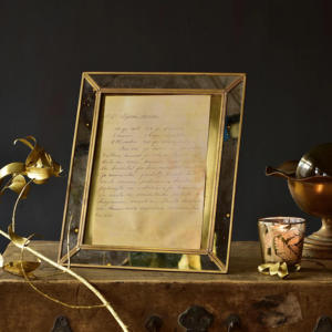 Rectangular Brass <b>Mirror</b> Frame Gold Stamping Handmade Vertical <b>Tabletop</b> Decorative Picture Frame - Product Image 1
