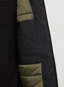 Chaqueta acolchada estilo urbano para hombre, con cierre de cremallera, cuello alto, color negro, para invierno. - Product Image 3