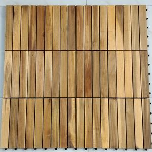 Dalles de terrasse extérieures modernes en acacia, carrées, lisses, imperméables et antidérapantes, 300x300mm, garantie 5 ans, double verrouillage pour - Product Image 4