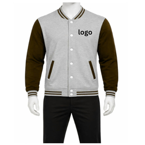 Wholesale French Terry Men's Stand Collar Varsity Jacket Plus Size Solid Color Embroidered Wool <b>Liner</b> Waterproof Quick-Dry Front - Product Image 6