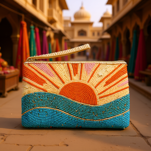 Indian Traditional Luxury Handbag Multicolor <b>Crystal</b> Glass <b>Beaded</b> Durable Artisan Craft Premium Baguette Fashion Accessories - Product Image 3