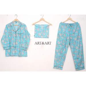 ชุดนอนผ้าฝ้ายพิมพ์ลายดอกไม้ ระบายอากาศได้ดี สไตล์ลำลองสำหรับฤดูใบไม้ร่วง ชุดเซ็ต 2 ชิ้น เอวยางยืด สำหรับผู้หญิง มีทุกขนาด - Product Image 2