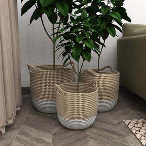 Juego de 3 cestas redondas de mimbre con asas integradas, cestas de almacenamiento hechas a mano, venta al por mayor, ecológicas, hechas en Vietnam - Product Image 4