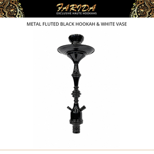 Chichas Farida de Luxe Mini Égyptiennes en Métal Cannelé Noir avec Vase Blanc – Prix de Gros - Product Image 3