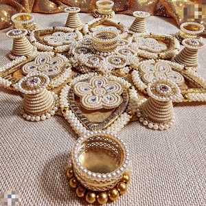 Portavelas Tradicional de Madera con Diseño de Loto, Hecho a Mano, para Diwali, Actividades Religiosas, Navidad, Auténtica y Hermosa Artesanía - Product Image 3