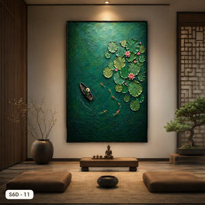 Pintura de Flor de Loto en Seda Hecha a Mano de Alta Calidad, Arte Oriental Tradicional para Decoración de Pared, Regalo Artesanal de Vietnam - Product Image 3