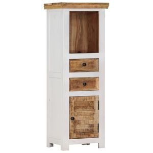 Aparador Mediano Alto en Madera de Mango Sólida Marrón y Blanca - Product Image 1