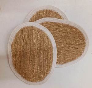 Sustainable natural jute and cotton cord oval woven <b>placemat</b> for boho style table settings & Oval Woven Jute <b>Placemat</b> for table - Product Image 5