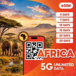 eSIM Perjalanan Afrika 6 Negara, Data Internet Kecepatan Tinggi dengan Aktivasi Kode QR