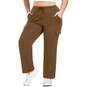 Pantalon cargo pour femme de haute qualité, grande taille, taille haute, coupe droite, décontracté d'été, respirant, ultra doux, avec poches - Product Image 1