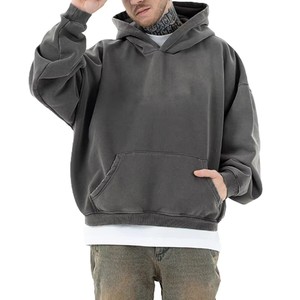 Sweat à capuche vintage surdimensionné délavé à l'acide pour homme, 380 g/m² coton épais, taille XS, motif imprimé 3D, hiver, offre ODM - Product Image 5