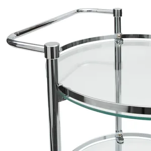 Chariot de présentation roulant en métal fait main de qualité supérieure avec finition dorée de luxe, étagères multi-niveaux et design contemporain pour articles haut de gamme - Product Image 5