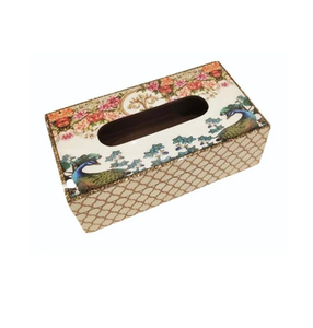 New Arrival Eco-Friendly Household Tableware Wooden Printed Tissue <b>Box</b> Peacock Print Design At <b>Cheap</b> price - Product Image 1