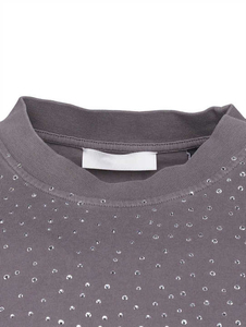 Camiseta Personalizada para Hombre, Modelo I Know International, Gris, de Algodón Grueso y Transpirable, con Pedrería y Estampado de Puntos Brillantes - Product Image 6