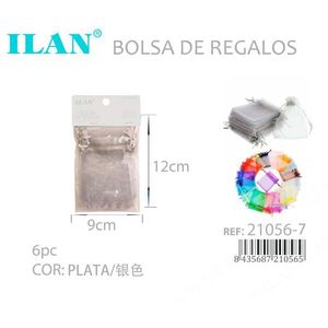 Sacchetti regalo in organza Ilan 9x12cm argento 6 pezzi per confezionamento gioielli - Product Image 3