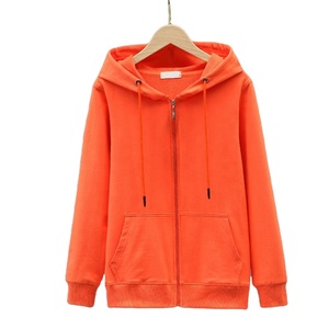 Sweat-shirt unisexe à capuche avec fermeture éclair, couleur unie, coupe classique, en molleton tricoté, pour l'automne - Product Image 2